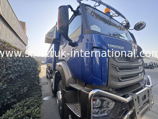 Sinotruk HOHAN Nowy HOWO 8X4 Dump Truck 371hp H77L Kabina niebieska Z elektryczną tarpą RHD