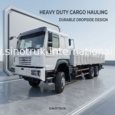 Sinotruk Howo Nowy ciężarówka 6 × 6 z napędem na wszystkie koła Lhd 10 Koła Długa skrzynia ładunkowa