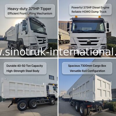 SINOTRUK HOWO 371HP Ciężki wózek z 10 kółkami i prostokątną skrzynką ładunkową