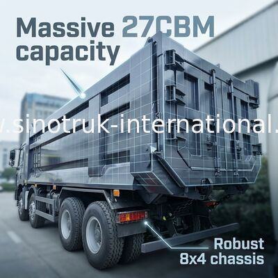 400 KM dla ciężkich ładunków, 27 CBM dla większego ładunku: Szary 8x4 Dump Truck