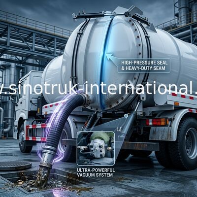 19CBM LHD 336HP Sewer Vacuum Truck 6×4 For Oil Chemical Sewage Tank Sediment Suction