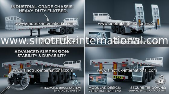 Mn Steel 3 Axles Container Semi Truck Flatbed Trailer przewożący ciężkie towary