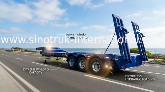 Hydrauliczna platforma z naczepą 4 osie 50-80 ton Ładowność