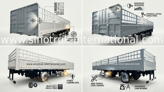 High Speed ​​Dropside Semi Trailer Truck dla przemysłu logistycznego 3 osie