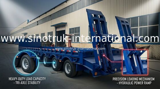 3 osie 80 ton 17m hydrauliczna platforma z przyczepą do załadunku maszyn budowlanych