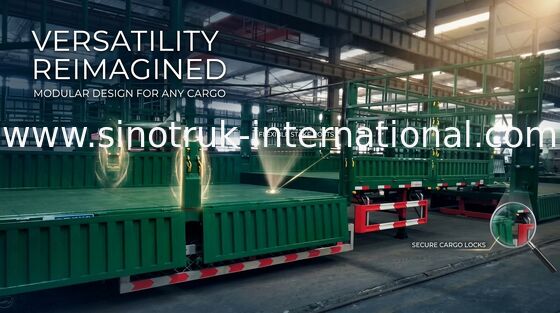 Transport Naczepa Flat Top ze stali węglowej 30-60 ton Semi Grain Trailer