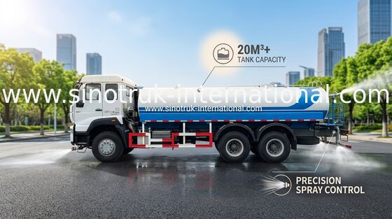 Zbiornik na wodę o pojemności 5000 galonów SINOTRUK 11.00R20 Opona radialna 9920 × 2496 × 3550 Mm