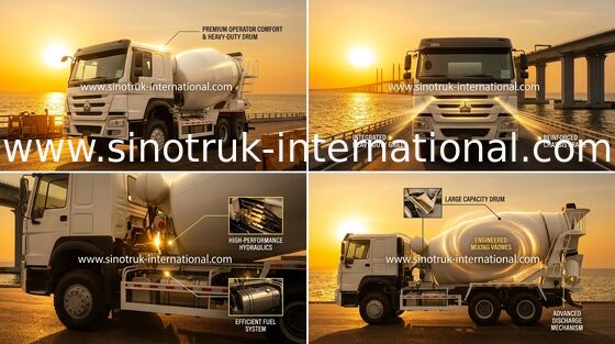 Betoniarka LHD 6 × 4 10 kół Wysoka moc 336 KM