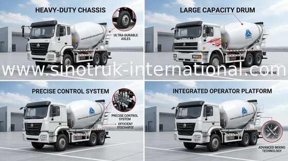 Drum Trailer Concrete Mixer 10CBM 290HP 6X4 RHD Pompa Concrete Truck