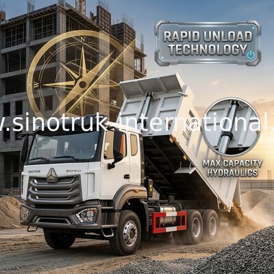 2 pasażerowie Sinotruk Hohan Tipper Dump Truck Weichai Silnik 6 × 4 LHD 380HP Z typem skrzyni biegów ręcznych