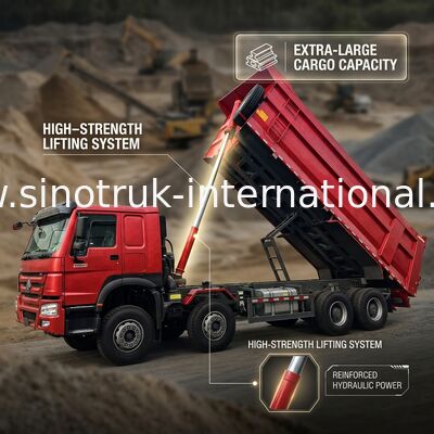 HOWO 12 kół Sinotruk 8X4 Dump Truck 400hp Do górnictwa LHD U Type Container