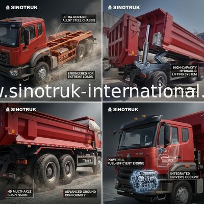 Sinotruk Hohan New Howo Tipper Dump Truck N7 8 × 4 12 Koła 380hp Lhd lub Rhd Z Tarpaulin U Type Container