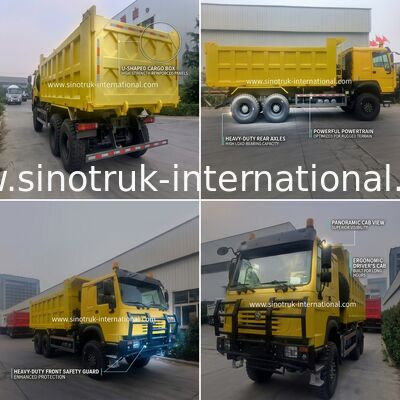 Sinotruk Howo Dump Truck 6 × 6 z napędem na cztery koła z 14,00R20 pojedynczą oponą 380KM