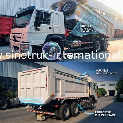 Sinotruk Howo Dump Truck 400hp 6 × 4 U-formatowe tacze z automatyczną tarpą