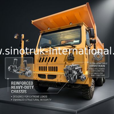 Sinotruk Howo Mining Tipper Dump Truck 90Tons 6 × 4 Wysokiej wytrzymałości stalowej karoserii
