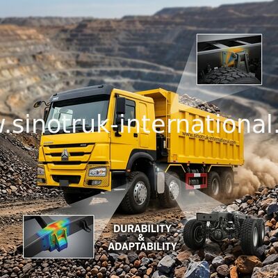 Wywrotka Sinotruk Howo 12 kół 400 KM 8 × 4 Górnictwo RHD Żółty