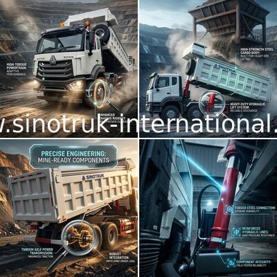 SINOTRUK HOWO Heavy Duty Wywrotka Wywrotka Podnoszenie z przodu 8 × 4 RHD
