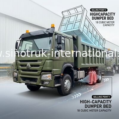 RHD 6×4 10 kół ZZ3257V3847B1R 400KM Zielony HOWO Ciężarówka wysokiej mocy