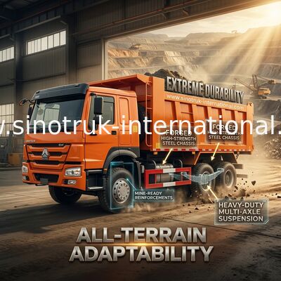 Sinotruk Howo Wypuszczacz Wywozowy Weichai 380hp 6 × 4 5200 - 5800mm Do eksportu