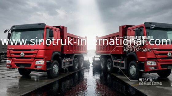 Mining Industry Sinotruk Howo Dump Truck 336HP 6X4 RHD 30 Ton White / Red / Green