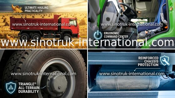 Commercial Dump Truck SINOTRUK HOWO ZZ3257N3447A Single Berth For Mining