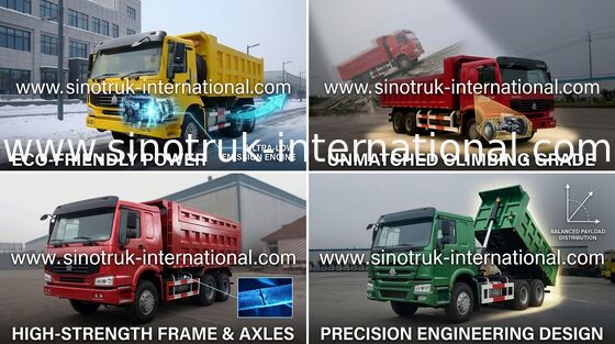 SINOTRUK HOWO Wywrotka 10 kół LHD 371HP 25tons 10-25CBM ZZ3257N3847A