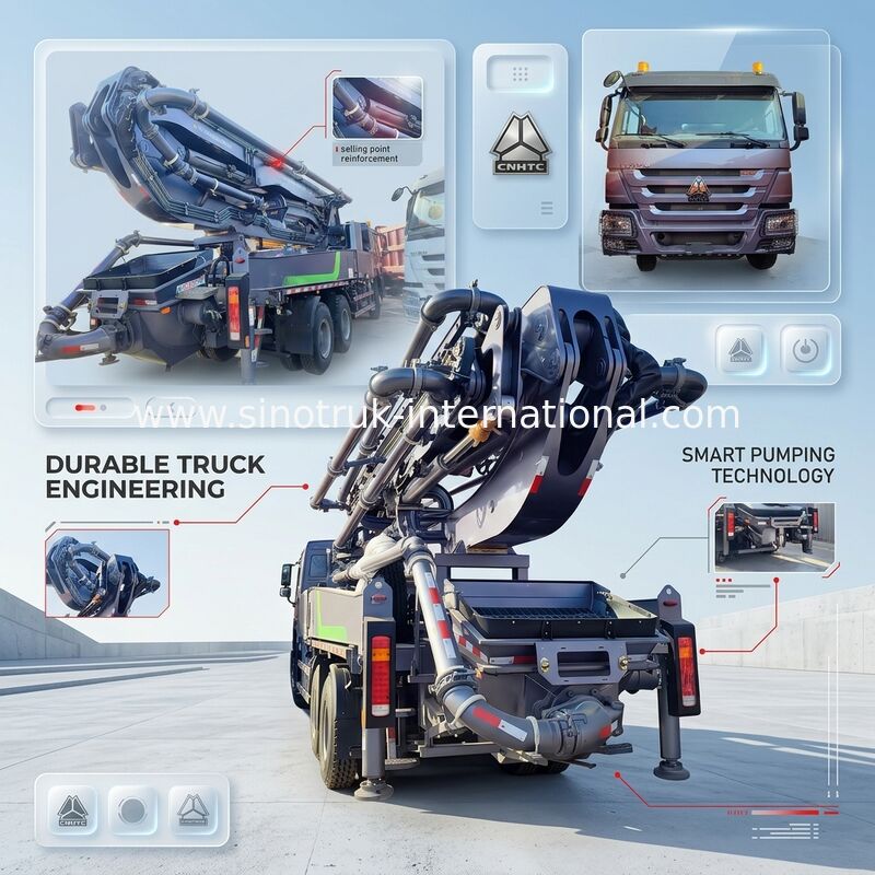 Wysokiego wzrostu mistrzostwo HOWO 380HP Smart Pump Trucks 52m Boom 6x4 trakcja dla niezrównanego pionowego wrzucania