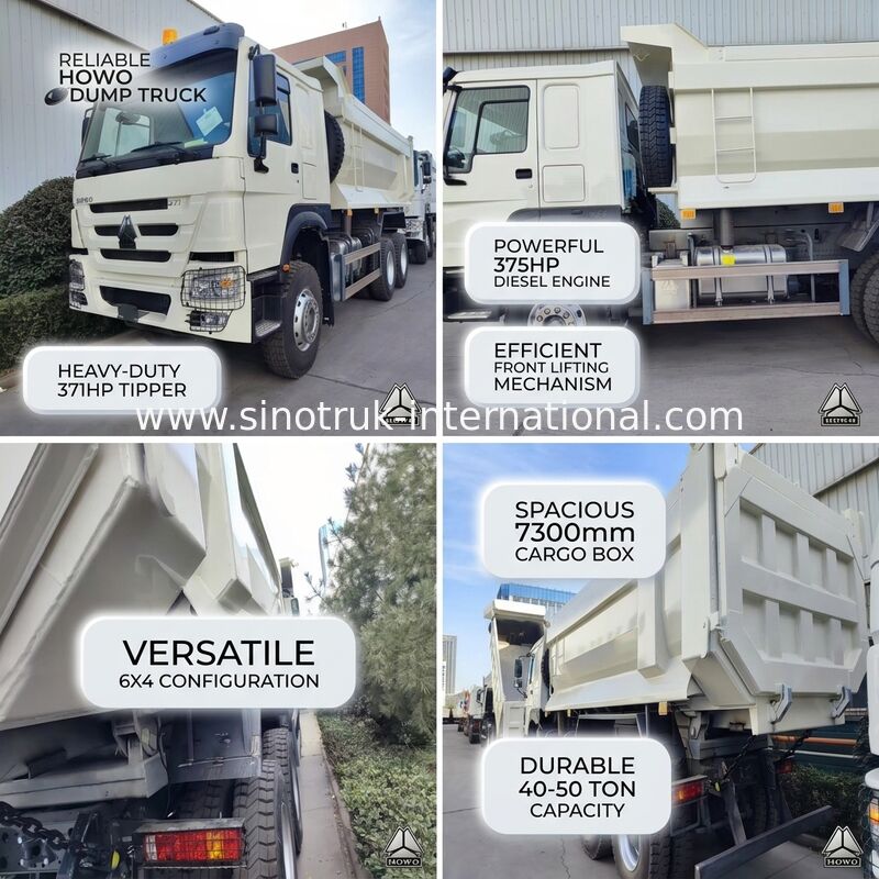 Wytrzymały HOWO 6×4 371HP 20CBM biały wózek z wysoką wytrzymałością stalową do ciężkich prac