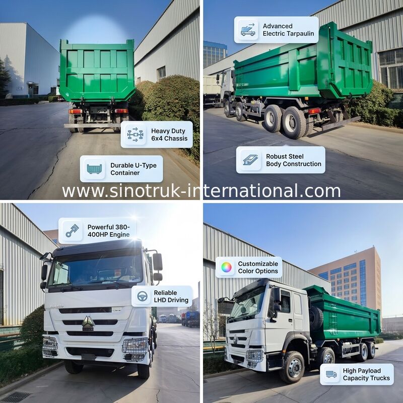 Ciężarówka wywrotka o mocy 400 KM do ciężkich zadań z ładownością 26 metrów sześciennych w kształcie U-Box