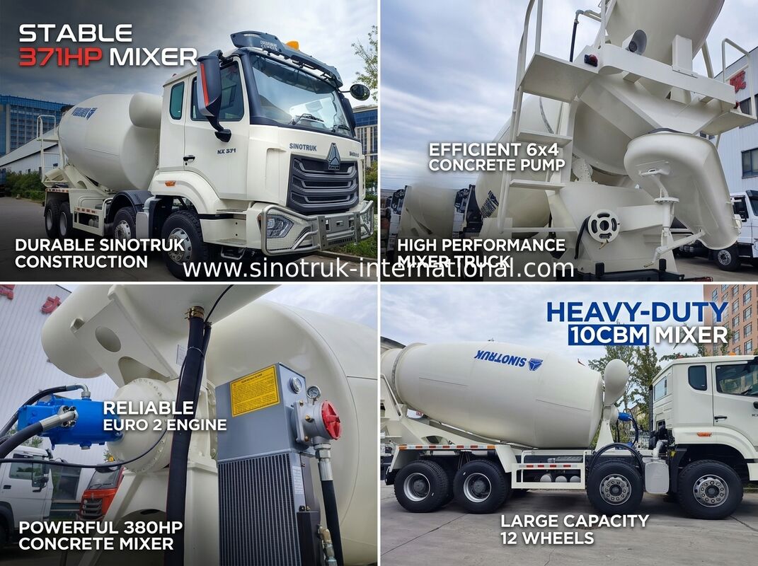 Wysoka moc 371 KM Niskie zużycie paliwa HOWO Mixer Truck LHD 6×4 10 kół