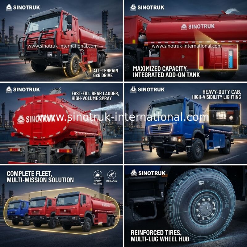 SINOTRUK HOWO Cysterna do oleju o mocy 290 KM, o pojemności 10 CBM i wytrzymałym podwoziu