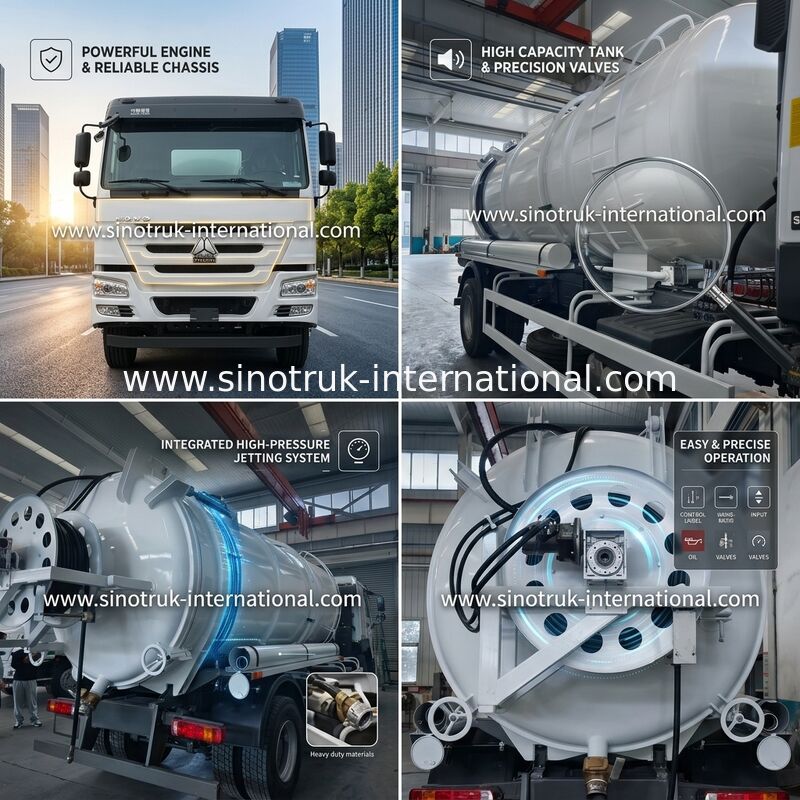 Pompa próżniowa do ścieków Ssąca Ciężarówka do czyszczenia szamba 16CBM LHD 290HP