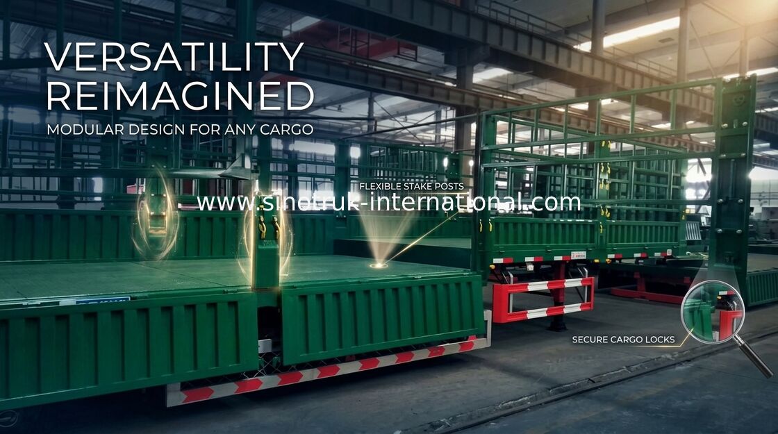 Transport Naczepa Flat Top ze stali węglowej 30-60 ton Semi Grain Trailer