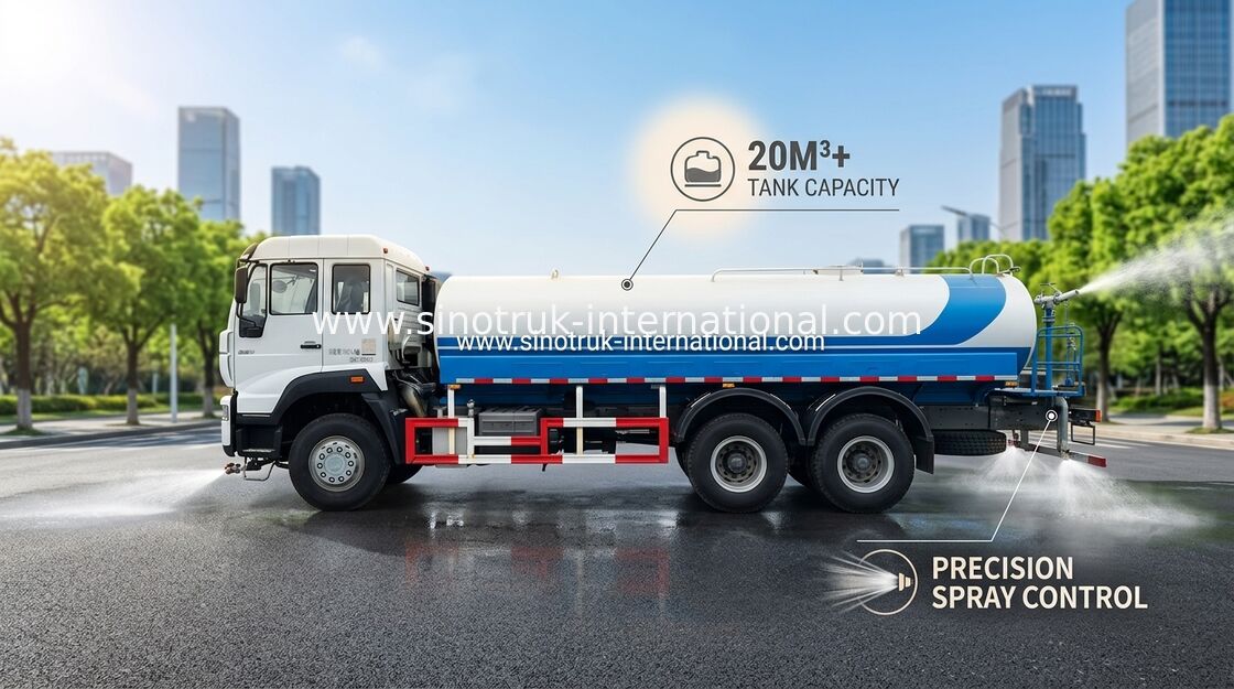 Zbiornik na wodę o pojemności 5000 galonów SINOTRUK 11.00R20 Opona radialna 9920 × 2496 × 3550 Mm