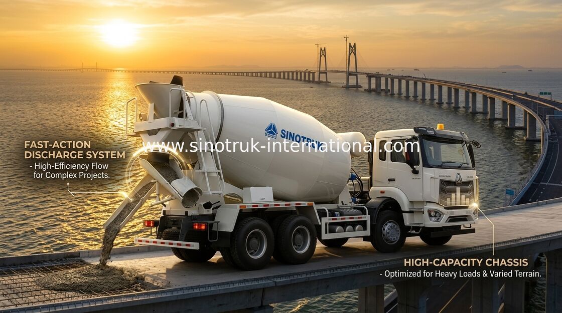 HOWO RHD 6*4 12CBM Biały Mixer Truck Wysoka Moc 380KM Wysokiej Wydajności Włoski Zbiornik Mieszania