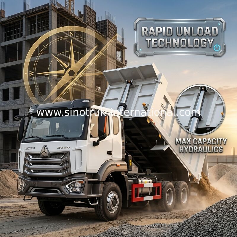 2 pasażerowie Sinotruk Hohan Tipper Dump Truck Weichai Silnik 6 × 4 LHD 380HP Z typem skrzyni biegów ręcznych