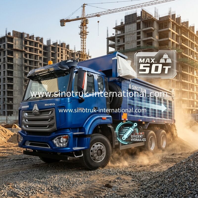 SINOTRUK HOHAN NEW HOWO 30 - 40 ton RHD 10 kół Tarpaulin dla budownictwa Błękitny Wysokiej wydajności Podnoszenie i rozładunek