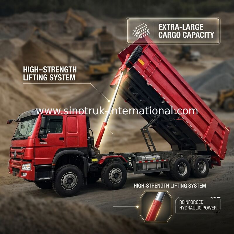 HOWO 12 kół Sinotruk 8X4 Dump Truck 400hp Do górnictwa LHD U Type Container