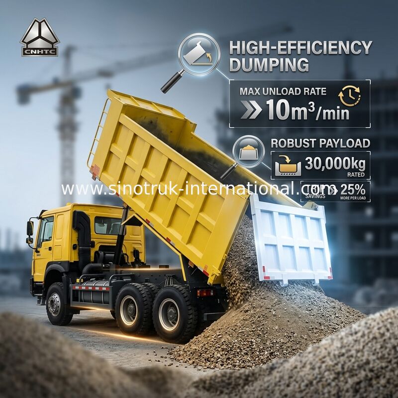 Sinotruk Howo Dump Truck 6 × 4 Lhd 10 Koła 20CBM Cargo Box Opony górnicze
