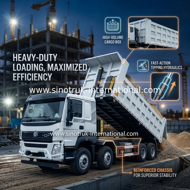 SINOTRUK HOWO 380KW Kierownicza ciężarówka 12 kół LHD 31 ton 20-30CBM V7-X Cab
