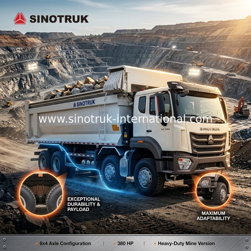 Sinotruk Hohan Nowy HOWO Wyrzucacz N7 6 × 4 10 Koła 380KM RHD U Typ Automatyczny Tarpaulin