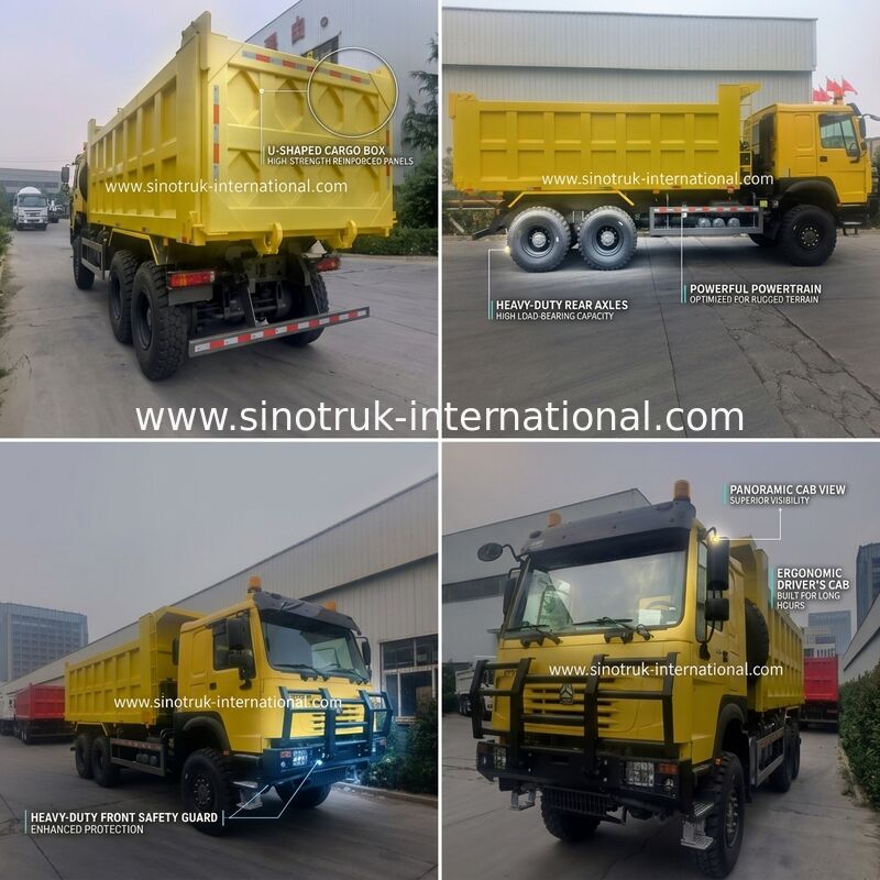 Sinotruk Howo Dump Truck 6 × 6 z napędem na cztery koła z 14,00R20 pojedynczą oponą 380KM