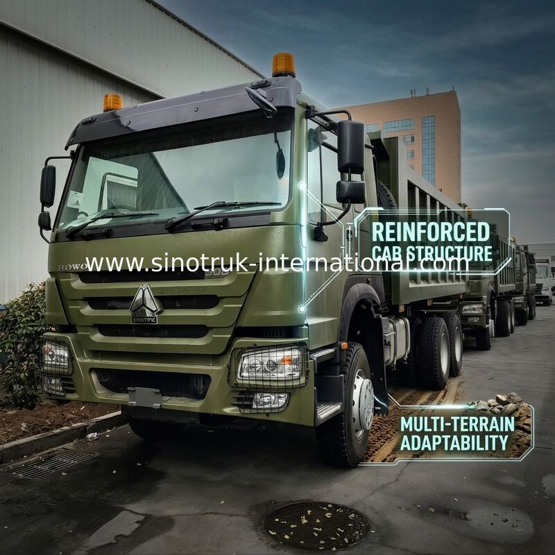 SINOTRUK HOWO 400KW Green Tipper Dump Truck RHD 6×4 12 kół Wysoka moc konna