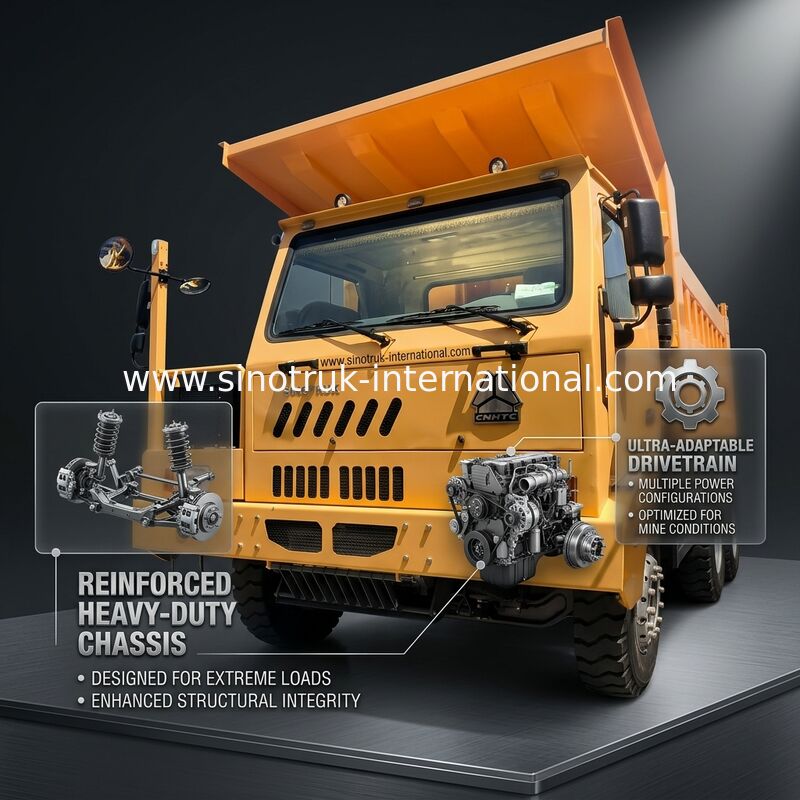 Sinotruk Howo Mining Tipper Dump Truck 90Tons 6 × 4 Wysokiej wytrzymałości stalowej karoserii