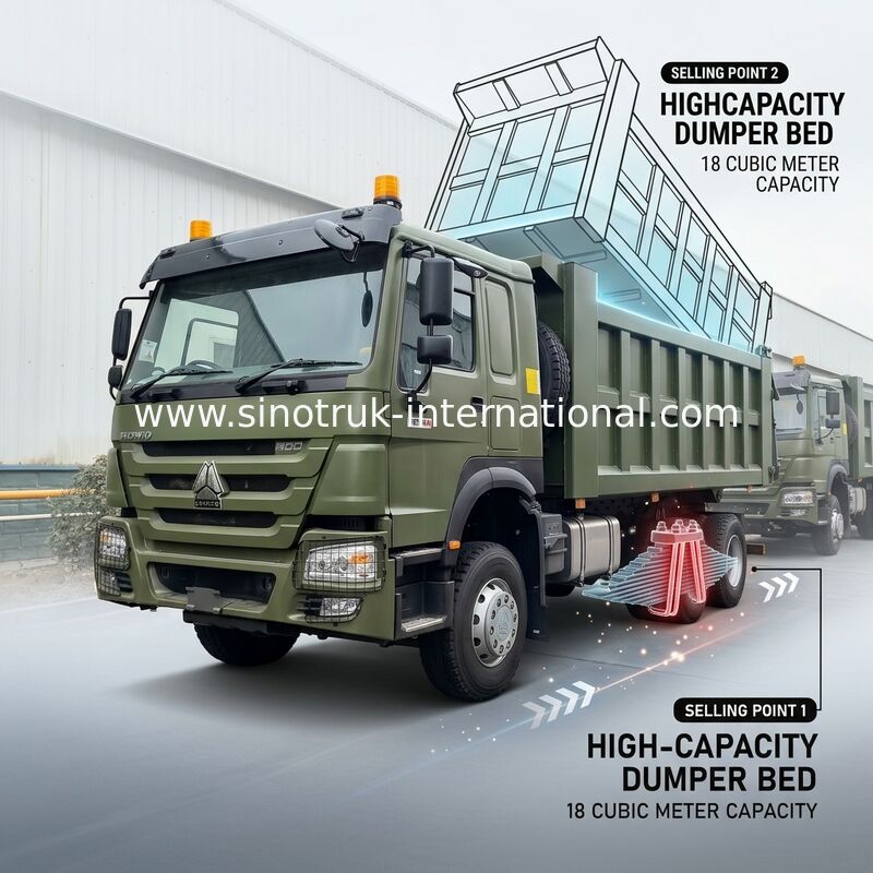 RHD 6×4 10 kół ZZ3257V3847B1R 400KM Zielony HOWO Ciężarówka wysokiej mocy
