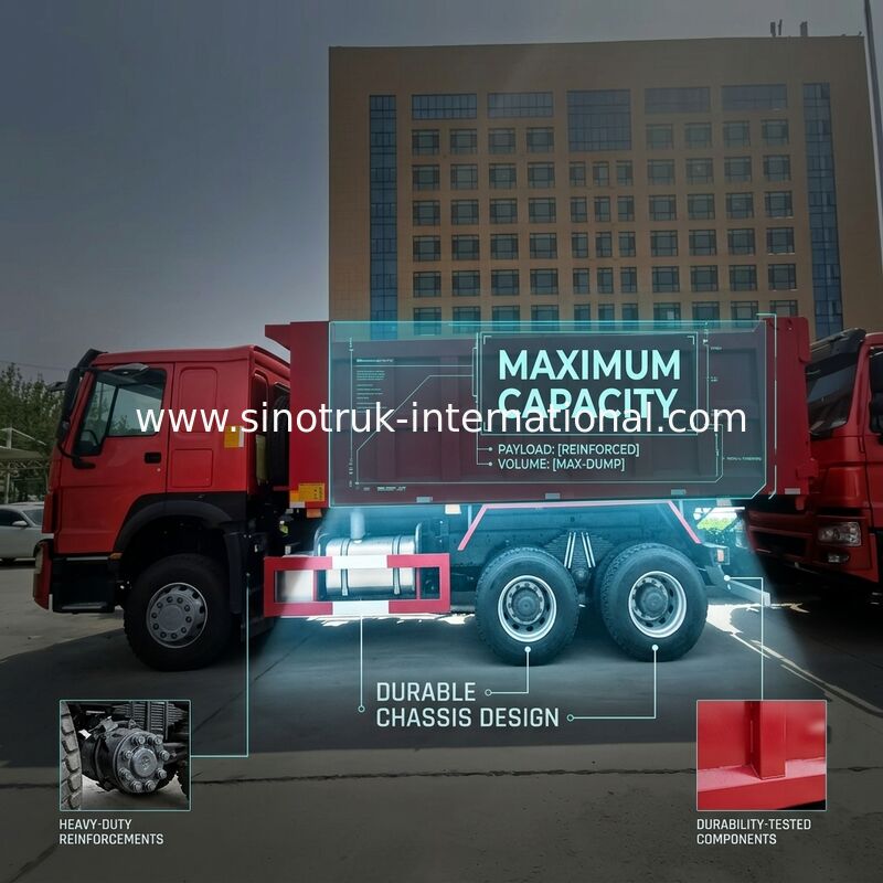 SINOTRUK HOWO Wywrotka Wywrotka RHD 6 × 4 336 KM W Kolorze Czerwonym
