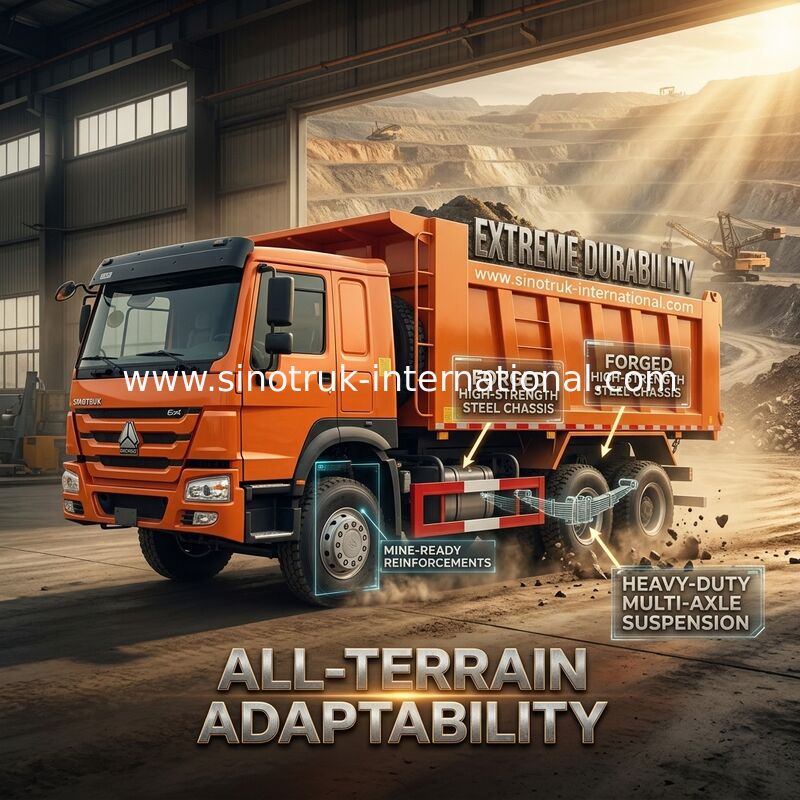 Sinotruk Howo Wypuszczacz Wywozowy Weichai 380hp 6 × 4 5200 - 5800mm Do eksportu