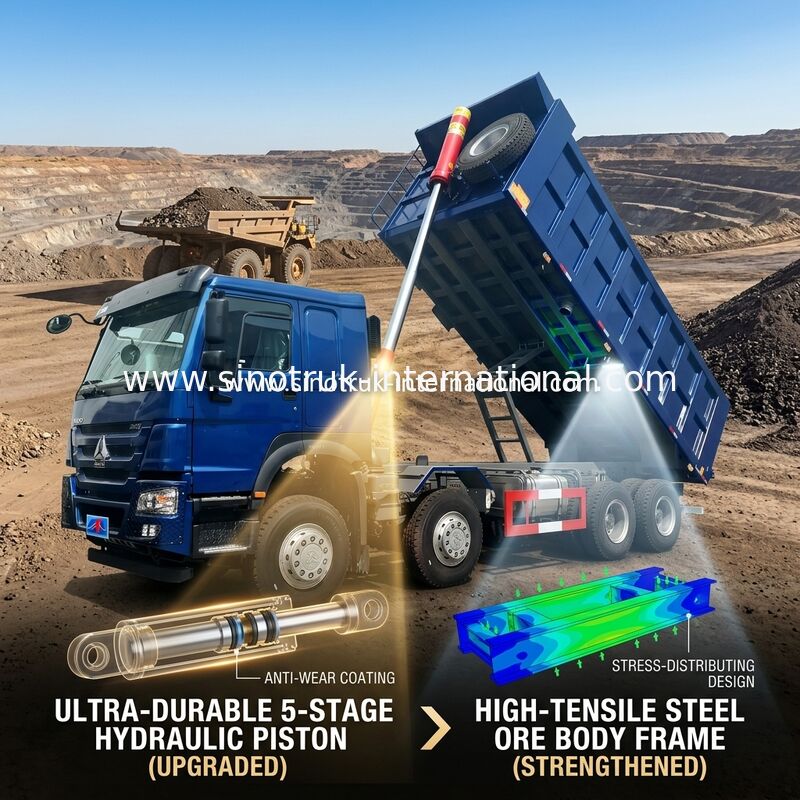 SINOTRUK HOWO LHD 12 kół 8X4 400 KM Niebieska wywrotka do górniczego podnoszenia z przodu 50 ton