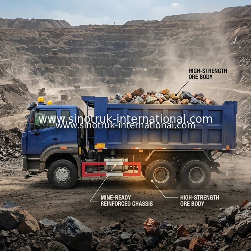 Sinotruk N7 Wywrotka Wywrotka 10 Koła 400 KM 6 × 4 Ze Światłem Ostrzegawczym
