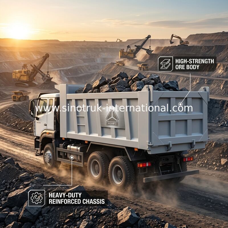 Wysoka moc 400 KM HOWO Biała wywrotka Wywrotka LHD 6 × 4 10 kół